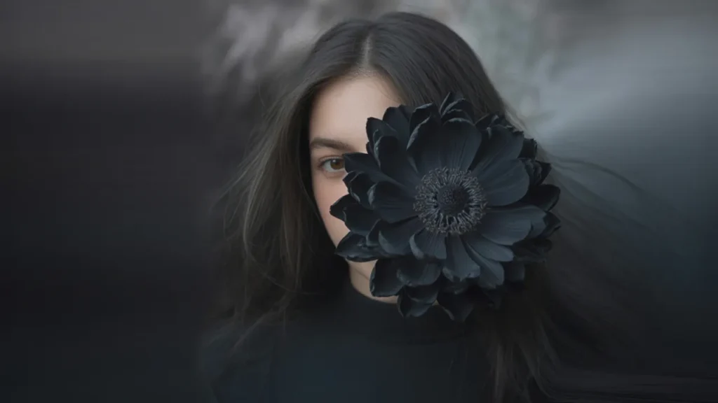 Black flower dp for girls